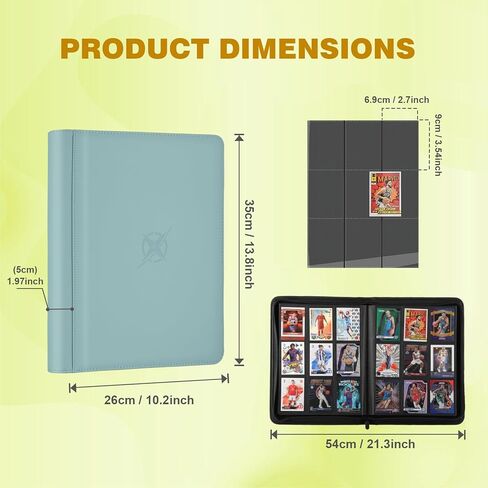 Trading Card Binder, Card Binder 9 Pocket for Trading Cards, Holds 540 Cards, Zippered Premium Card Collection Binder Album for Game Card, Sports Card, Yugioh, MTG (Black) in Saudi Arabia