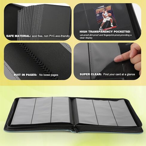 Trading Card Binder, Card Binder 9 Pocket for Trading Cards, Holds 540 Cards, Zippered Premium Card Collection Binder Album for Game Card, Sports Card, Yugioh, MTG (Black) in Saudi Arabia