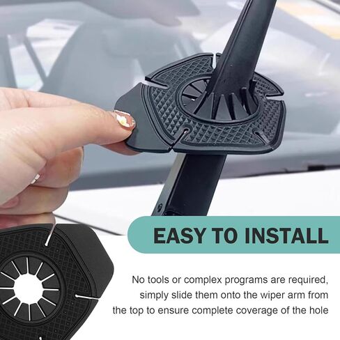 2 PCS Car Wiper Arm Hole Protection Pad, Anti-blocking & Anti-freezing Wiper Arm Dust Cover, Window Scraper Hole Protection Device, Universal for Most Cars, SUVs, Trucks (Black) in Saudi Arabia