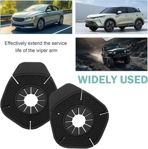 2 PCS Car Wiper Arm Hole Protection Pad, Anti-blocking & Anti-freezing Wiper Arm Dust Cover, Window Scraper Hole Protection Device, Universal for Most Cars, SUVs, Trucks (Black) in Saudi Arabia