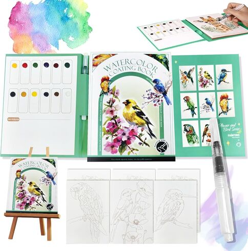 2026 New Creative Stress Relief Kit Watercolor Painting Book,3-Fold Water Color Pad,Mini Watercolor Workbook Travel Set for Beginners and Enthusiasts (Butterfly) in Kuwait