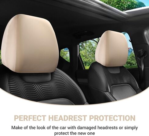 2 PCS Car Seat Headrest Cover Knitted Stretch Breathable Fully Surrounded Dust Cover Reusable Flexible Protector Universal for Most Cars Vans Trucks (Black) in Kuwait