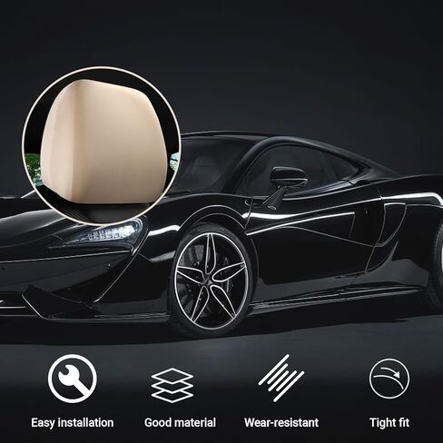 2 PCS Car Seat Headrest Cover Knitted Stretch Breathable Fully Surrounded Dust Cover Reusable Flexible Protector Universal for Most Cars Vans Trucks (Black) in Kuwait