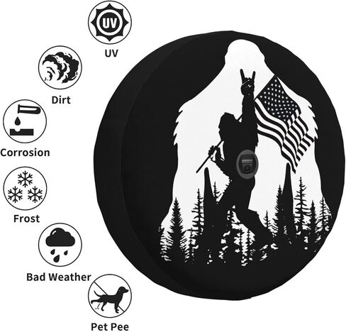 غطاء إطار احتياطي بعلم أمريكي للتخييم مع فتحة كاميرا احتياطية غطاء عجلة من الجلد لسيارة Wrangler JL، Sport & Sahara (2018-2025) in Saudi Arabia