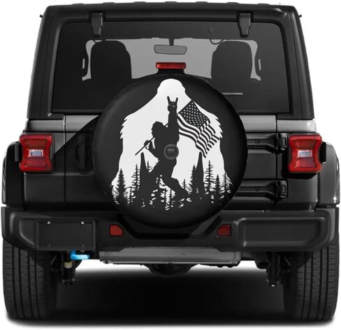 غطاء إطار احتياطي بعلم أمريكي للتخييم مع فتحة كاميرا احتياطية غطاء عجلة من الجلد لسيارة Wrangler JL، Sport & Sahara (2018-2025) in Saudi Arabia