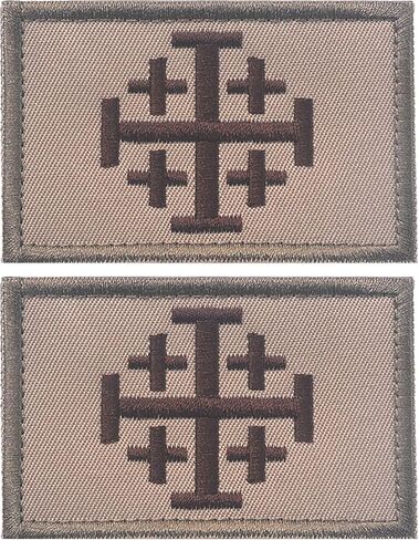 2PCS Jerusalem Holy Sepulchre Knight Patches Embroidered Morale Patch Hook and Loop(Khaki) in Saudi Arabia