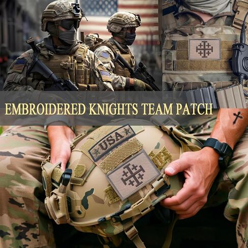 2PCS Jerusalem Holy Sepulchre Knight Patches Embroidered Morale Patch Hook and Loop(Khaki) in Saudi Arabia