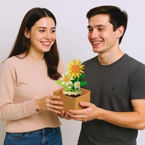 مجموعة بناء نباتات صغيرة في وعاء DIY للبالغين - مجموعة مكعبات نباتية إبداعية (زنبق الوادي ونبات العنكبوت)، ديكور مكتب المنزل، نشاط واعي وهدية فريدة من نوعها in Kuwait