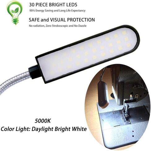 آلة الخياطة ضوء LED ضوء العمل المغناطيسي مصباح 30LED 6W متعددة الوظائف مرنة مصباح الخياطة معقوفة مع قاعدة مغناطيسية لمنضدة مخرطة الحفر الصحافة الأسود 3 حزمة in Saudi Arabia