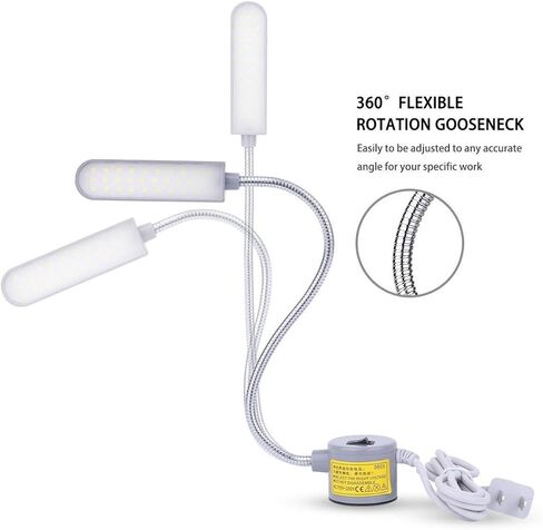 إضاءة LED لآلة الخياطة (30 مصباح LED) بقدرة 6 وات متعددة الوظائف ومصباح عمل بذراع معقوفة مرن مع قاعدة تثبيت مغناطيسية لضغط مخرطة طاولة العمل، قطعتان in Kuwait