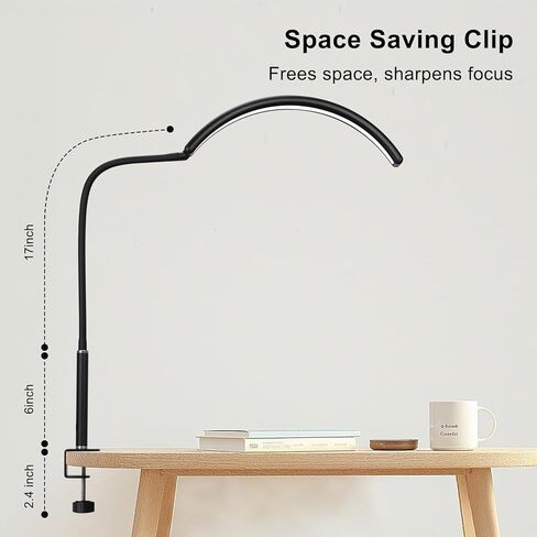 Professional Half Moon LED Desk Light for Nail Techs & Artists – Flexible Gooseneck Lamp with Clamp, 3 Color Modes & 5 Brightness Levels for Manicure, Tattoo, Beauty Work in Kuwait