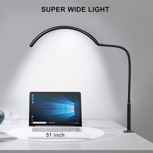 Professional Half Moon LED Desk Light for Nail Techs & Artists – Flexible Gooseneck Lamp with Clamp, 3 Color Modes & 5 Brightness Levels for Manicure, Tattoo, Beauty Work in Kuwait