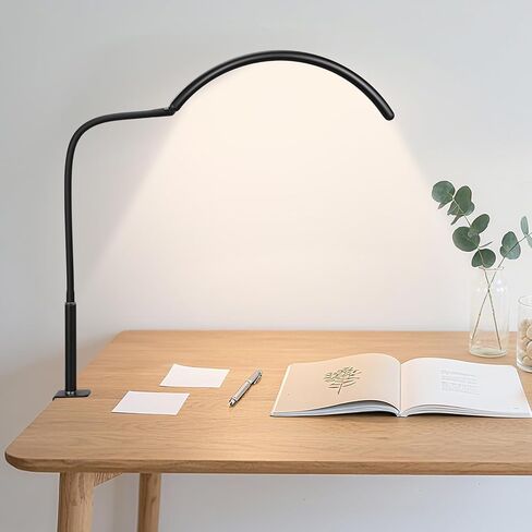 Professional Half Moon LED Desk Light for Nail Techs & Artists – Flexible Gooseneck Lamp with Clamp, 3 Color Modes & 5 Brightness Levels for Manicure, Tattoo, Beauty Work in Kuwait