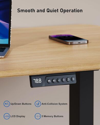 إطار مكتب كهربائي قائم بمحرك مزدوج بسعة 264 رطلًا، أرجل مكتب قابلة للتعديل للارتفاع لسطح المكتب من 39.4 بوصة إلى 74.8 بوصة، وظيفة مضادة للتصادم، صينية كابل، خطافين، إطار أسود فقط in Kuwait