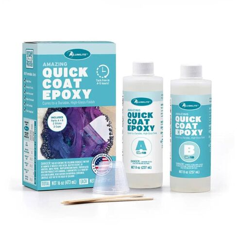 Alumilite Amazing Quick Coat Epoxy [0.5 gal A + 0.5 gal B(1 Gallon) 2 Part Kit] High Gloss Coating, Crystal Clear Casting & Fast Dry Formula for Tumblers, DIY Woodworking, Sealing, Resin Arts & Crafts in Saudi Arabia