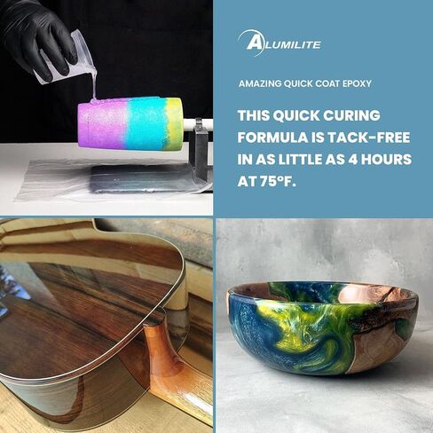 Alumilite Amazing Quick Coat Epoxy [0.5 gal A + 0.5 gal B(1 Gallon) 2 Part Kit] High Gloss Coating, Crystal Clear Casting & Fast Dry Formula for Tumblers, DIY Woodworking, Sealing, Resin Arts & Crafts in Saudi Arabia