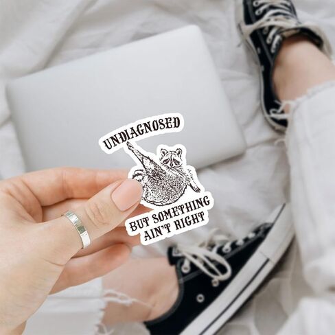 3Pcs Undiagnosed But Something Ain't Right Sticker Funny Raccoon Trash Panda Gift Undiagnosed But Something is Definitely Wrong Stickers Sarcastic Decal for Laptop Bottle Phone Car Hard Hat 3" (U1) in Saudi Arabia