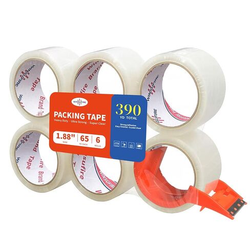 Heavy Duty Packing Tape for Shipping, Moving, Scotch Tape,Total 390Y, 1.88 inch x 65 Yards,6 Pack Packing Tape, Scotch Packaging Tape with Dispenser in Saudi Arabia