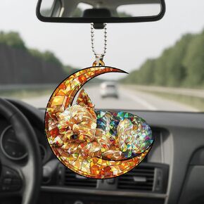 Talataca Yorkshire Terrier 2D Flat Christmas Ornament, Yorkie Red Pickup Truck Pine Tree Decor, Hanging House Charm Eve Keepsake, Car Rear View Mirror Accessories, Xmas Gift in Saudi Arabia