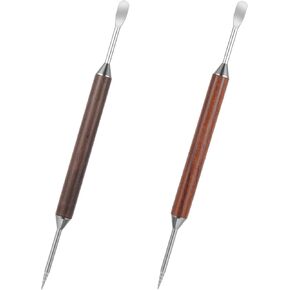 Latte Art Pens, 2-Pack Stainless Steel Latte Art Coffee Pen Barista Tools with Wooden Handle, Double-Ended Barista Accessories for Professional Coffee Drawing, Home & Cafe Use in Kuwait