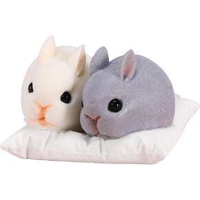Taba Rabbit Squishy Toy –Handmade Ultra-Soft Stress Relief Companion 2PCS Set (White & Gray) | Squishy Fidget Toys| Premium Non-Toxic Silicone | Cute & Collectible Gift in Saudi Arabia