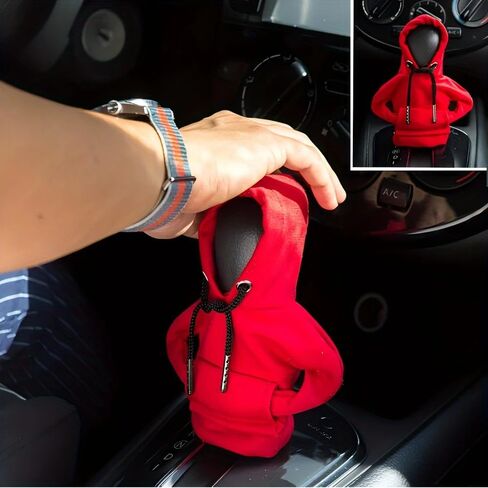 1Pc Mini Car Gear Shift Cover Hoodie - Stylish Anthropomorphic Shift Knob Design, Soft Fabric Multi-Color Options Fit for Most Vehicles, Interior Accessories & Car Decor, Vehicle Style Upgrade，Red in Saudi Arabia
