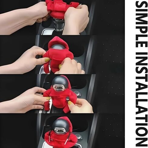1Pc Mini Car Gear Shift Cover Hoodie - Stylish Anthropomorphic Shift Knob Design, Soft Fabric Multi-Color Options Fit for Most Vehicles, Interior Accessories & Car Decor, Vehicle Style Upgrade，Red in Saudi Arabia