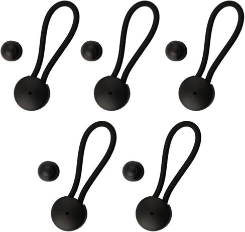 5pcs Shock Cord Fastener Bungee Clips with Knob for Tent Camping Boats Yachts RV Covers(black) in Saudi Arabia