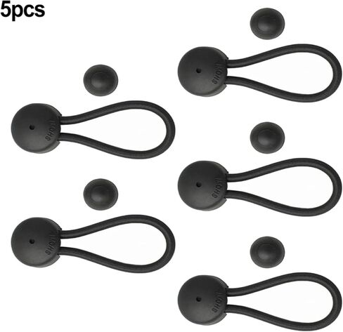 5pcs Shock Cord Fastener Bungee Clips with Knob for Tent Camping Boats Yachts RV Covers(black) in Saudi Arabia