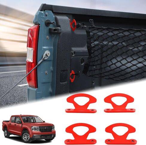 4 قطع من Aunginsy خطاطيف ربط للأسفل متوافقة مع Ford Maverick 2022-2025 سيارة من الفولاذ الكربوني لسرير الشاحنة مجموعة خطافات داخلية لربط البضائع ومسامير حمل واستبدال مرساة ملحقات نظام السكك الحديدية in Kuwait