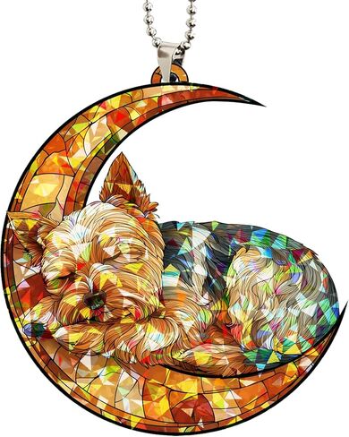 Talataca Yorkshire Terrier Yorkie Sleeping Angel Wing كلب مزرعة 2D شقة سيارة مرآة الرؤية الخلفية الملحقات شجرة عيد الميلاد زخرفة الديكور شنقا سحر الداخلية الرؤية الخلفية قلادة ديكور هدية in Saudi Arabia
