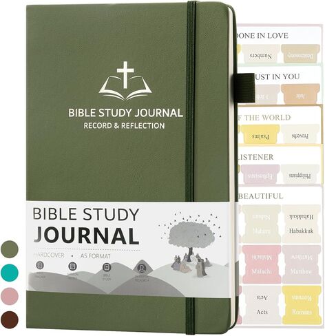 مجلة دراسة الكتاب المقدس المسيحية اليومية للنساء والرجال، 8.27 × 5.83 بوصة دفتر صلاة بغلاف مقوى A5 للكنيسة والمواعظ والملاحظات التعبدية، غطاء من جلد البولي يوريثان مع شريط مطاطي وحلقة قلم. (ذهبي وردي) in Kuwait