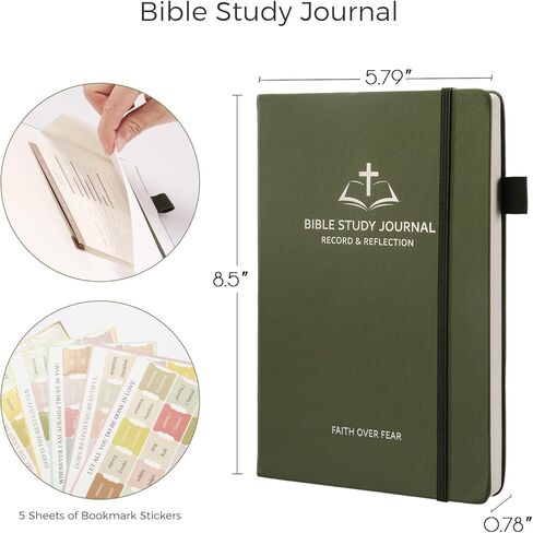 مجلة دراسة الكتاب المقدس المسيحية اليومية للنساء والرجال، 8.27 × 5.83 بوصة دفتر صلاة بغلاف مقوى A5 للكنيسة والمواعظ والملاحظات التعبدية، غطاء من جلد البولي يوريثان مع شريط مطاطي وحلقة قلم. (ذهبي وردي) in Kuwait
