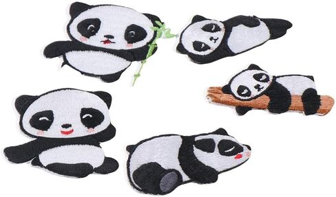 Panda Iron On Patches 9 Pcs Cute Panda Jackets Delicate Jeans Embroidery Patches Men in Saudi Arabia