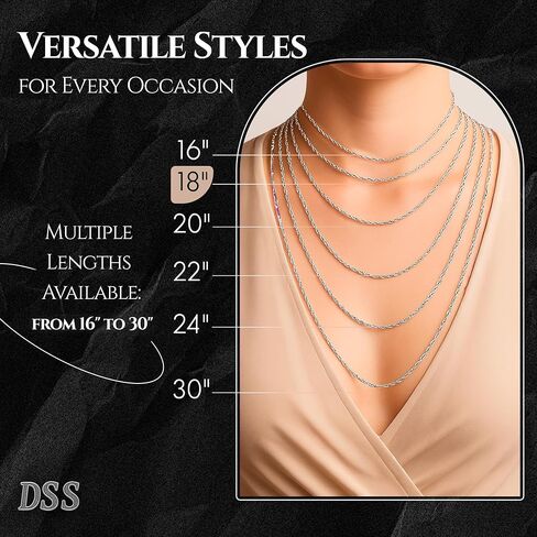 925 Sterling Silver 1.2 MM Singapore Italian Chain Necklace with Lobster Claw Clasp 16-30" in Saudi Arabia