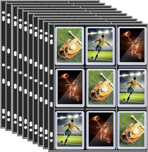 صفحات Toploader Binder مكونة من 9 جيوب، 20 حزمة من صفحات تخزين بطاقات التداول لأجهزة التحميل العلوية مقاس 3 × 4 بوصة | يحمل إجمالي 360 بطاقة in Kuwait