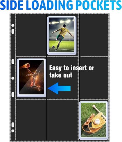 صفحات Toploader Binder مكونة من 9 جيوب، 20 حزمة من صفحات تخزين بطاقات التداول لأجهزة التحميل العلوية مقاس 3 × 4 بوصة | يحمل إجمالي 360 بطاقة in Kuwait