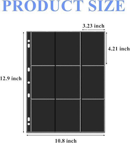 صفحات Toploader Binder مكونة من 9 جيوب، 20 حزمة من صفحات تخزين بطاقات التداول لأجهزة التحميل العلوية مقاس 3 × 4 بوصة | يحمل إجمالي 360 بطاقة in Kuwait