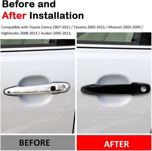 DEYTOP غطاء مقبض الباب لتويوتا كامري 2007-2011/تاكوما 2005-2015 أغطية مقبض الباب لهايلاندر 2008-2013 واقي مقبض الباب لكزس RX330/RX350 (أسود لامع) in Kuwait
