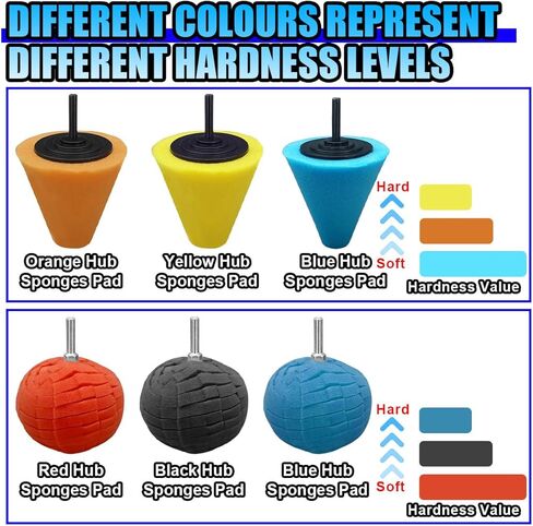 6PCS Car Drill Buffing Polishing Sponge Pads for Wheel Hub Cleaning - Car Cone Metal Polish Foam Sponge Buffing Polishing Balls for Auto Wheel Care&Detail Cleaning - Auto Buffer Polisher Kit in Saudi Arabia