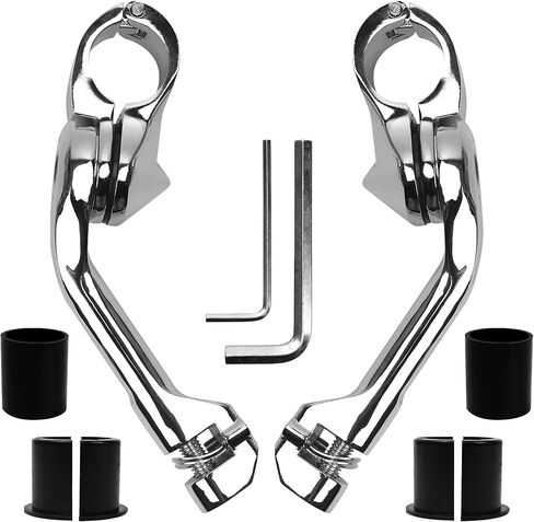 1.25" Long Angled Highway Foot Pegs Mount Kit for All Models with 1.25" (32mm) Engine Guards, for Harley Touring Electra Glide Street Glide Road King Road Glide, Dyna, Sportster XL 1200 883, Softail in Saudi Arabia
