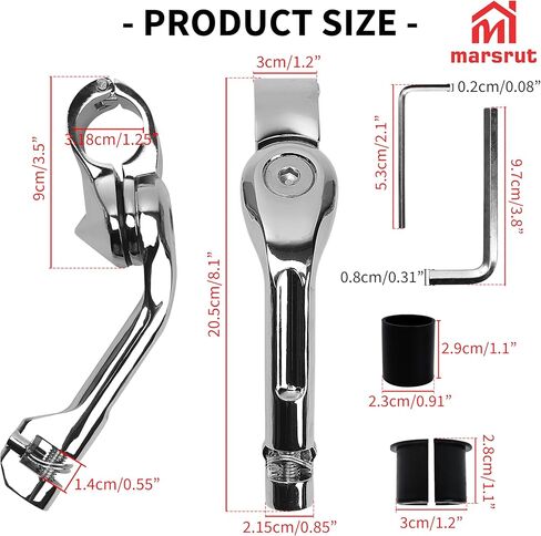 1.25" Long Angled Highway Foot Pegs Mount Kit for All Models with 1.25" (32mm) Engine Guards, for Harley Touring Electra Glide Street Glide Road King Road Glide, Dyna, Sportster XL 1200 883, Softail in Saudi Arabia