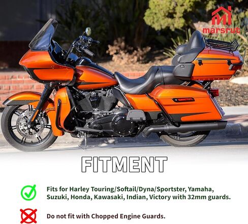 1.25" Long Angled Highway Foot Pegs Mount Kit for All Models with 1.25" (32mm) Engine Guards, for Harley Touring Electra Glide Street Glide Road King Road Glide, Dyna, Sportster XL 1200 883, Softail in Saudi Arabia