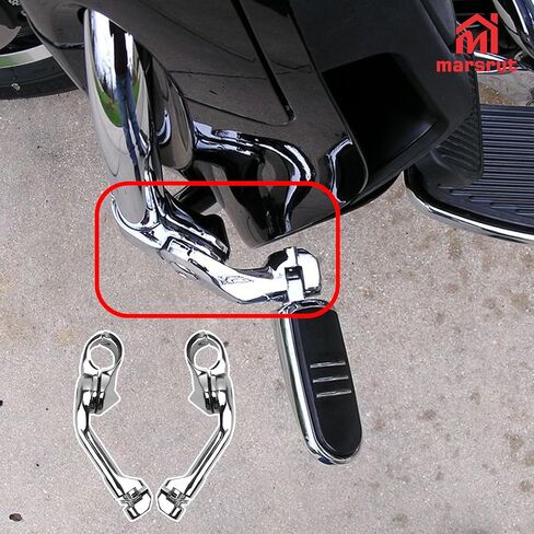1.25" Long Angled Highway Foot Pegs Mount Kit for All Models with 1.25" (32mm) Engine Guards, for Harley Touring Electra Glide Street Glide Road King Road Glide, Dyna, Sportster XL 1200 883, Softail in Saudi Arabia