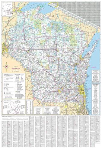 36x52 Wisconsin State Official Executive Laminated Wall Map in Saudi Arabia