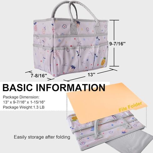 Cupohus Art Organizer Craft Storage Tote Bag with Pockets and Handles, Oxford Fabric Carrying Caddy for Teacher, Officer, Artist, Traveler, and more-Grey Pet in Kuwait