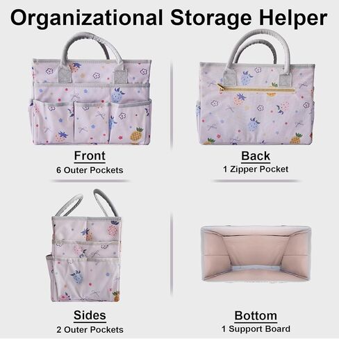 Cupohus Art Organizer Craft Storage Tote Bag with Pockets and Handles, Oxford Fabric Carrying Caddy for Teacher, Officer, Artist, Traveler, and more-Grey Pet in Kuwait