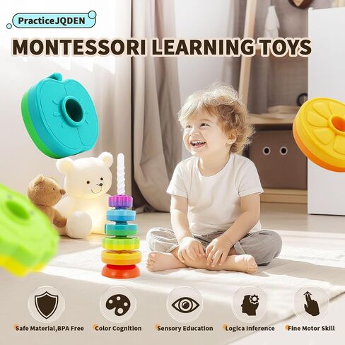 ألعاب مونتيسوري لعمر 1+ سنة، ألعاب أطفال تعليمية للتكديس والدوران، ألعاب تعليمية ألعاب حسية للأطفال الصغار من سن 1 إلى 3 سنوات، هدية عيد الميلاد وعيد الفصح للأطفال الأولاد والبنات in Kuwait