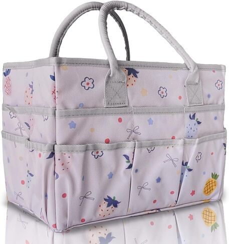Cupohus Art Organizer Craft Storage Tote Bag with Pockets and Handles, Oxford Fabric Carrying Caddy for Teacher, Officer, Artist, Traveler, and more-Grey Pet in Kuwait