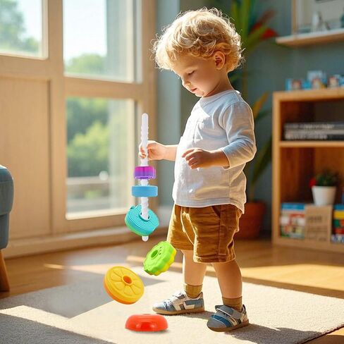 ألعاب مونتيسوري لعمر 1+ سنة، ألعاب أطفال تعليمية للتكديس والدوران، ألعاب تعليمية ألعاب حسية للأطفال الصغار من سن 1 إلى 3 سنوات، هدية عيد الميلاد وعيد الفصح للأطفال الأولاد والبنات in Kuwait